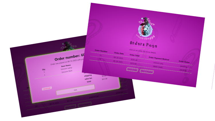orders page