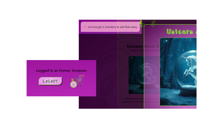 toast warning and cart icon